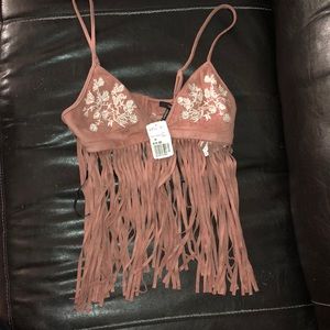 Lovely dusty rose bralette/top with fringe accents